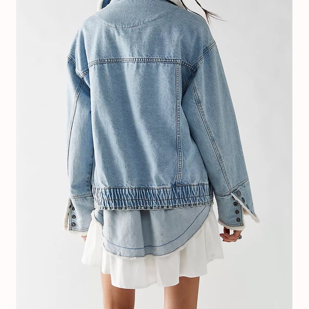 Free People NWOT Ariel Cozy Denium Bomber Jacket